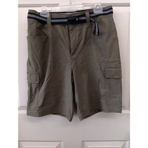 Orvis Men's Cargo Short With Belt Size 34 Stretch Zippered Pockets Olive Green